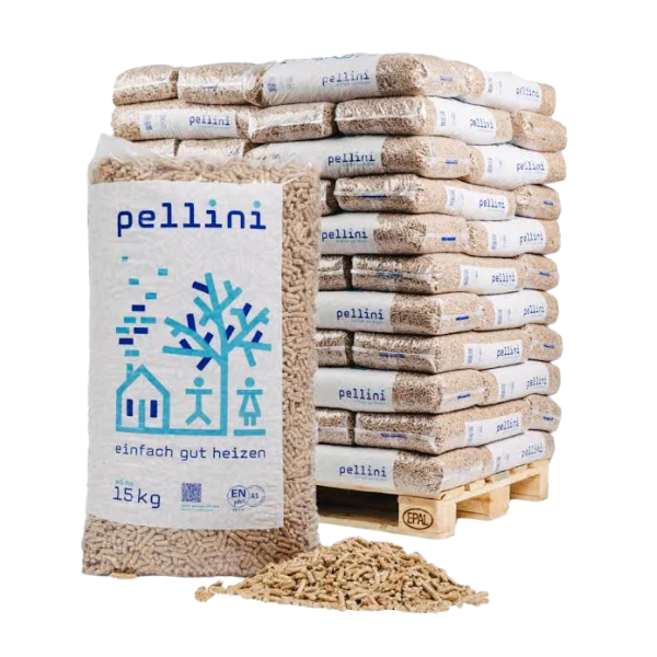 Pellets Sackware 66 x 15 kg – Gesamt 990 kg – EN Plus A1 (DE314) Pellini Pellets